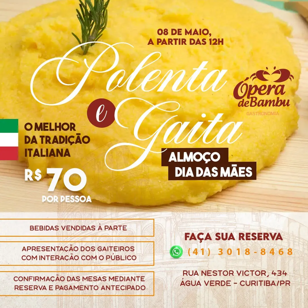 Ópera de Bambu promove almoço especial de Dia das Mães em Curitiba