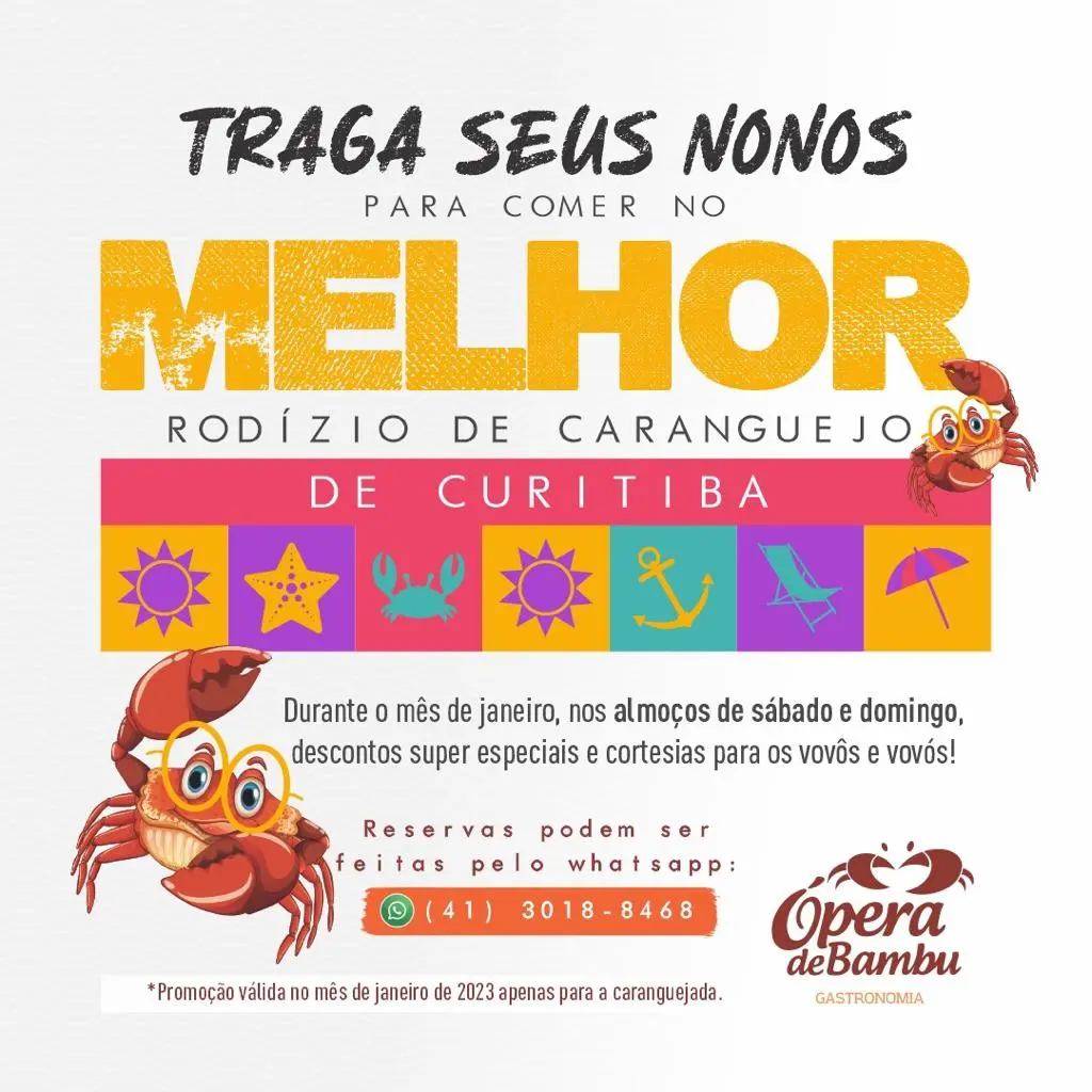 Traga seu "nonno" e sua "nonna" para a melhor caranguejada da cidade