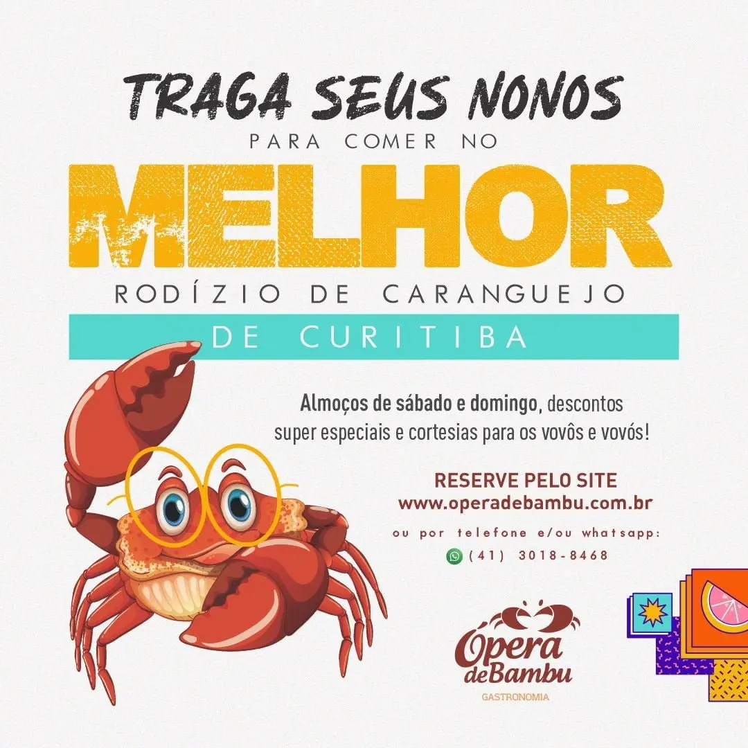 Rodízio de caranguejo: preço especial para vovôs e vovós que amam essa iguaria